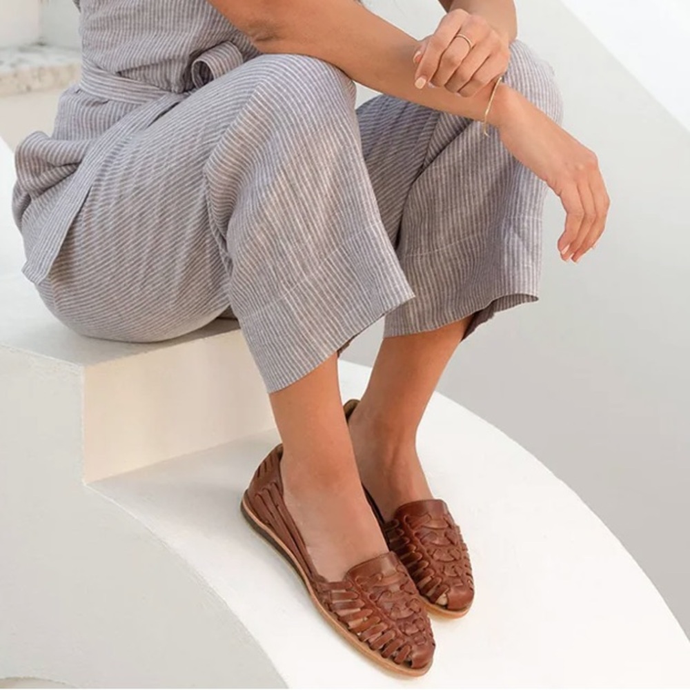 Nisolo Leather Huarache Sandals in Brandy - 9.5